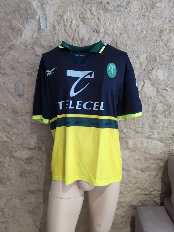 Sporting 1998 1999 away Reebok football shirt soccer jersey L #20 quaresma