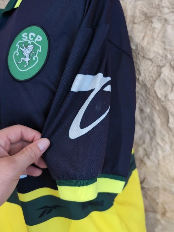 Sporting 1998 1999 away Reebok football shirt soccer jersey L #20 quaresma